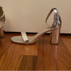 Silver Block Heel Sandals